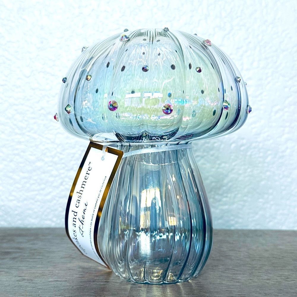 Rainbow Glass Crystal Studded Mushroom Decor Figure